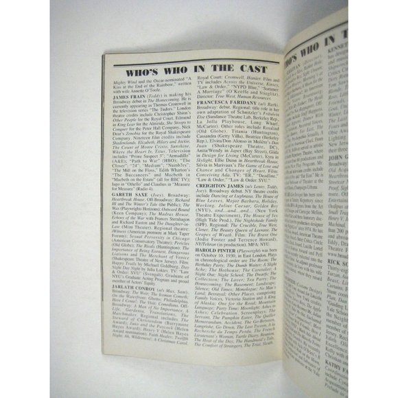 The Homecoming Playbill 2007 Opening Night Cort Theatre Raul Esoarza McKean - Picture 6 of 11